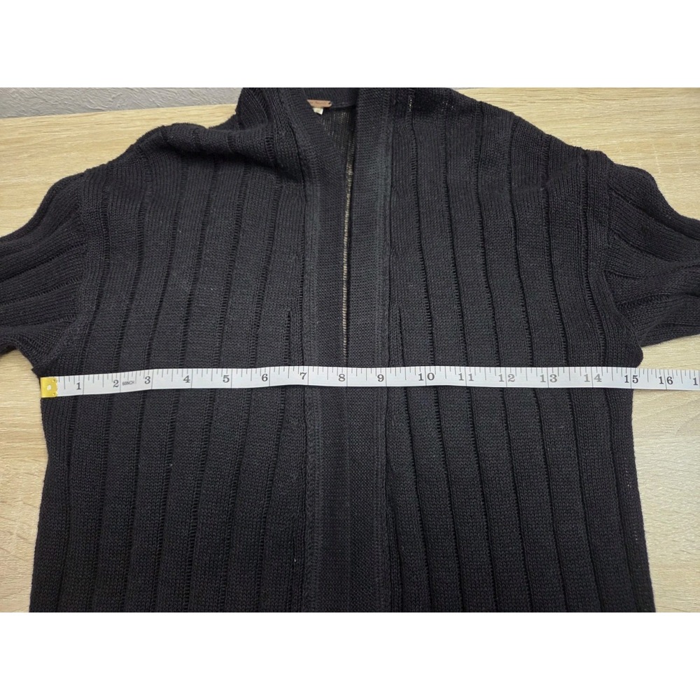 Free People Cardigan Womens XS Black Linen Blend Ribbed Grunge Whimsigoth Witchy - Picture 6 of 10